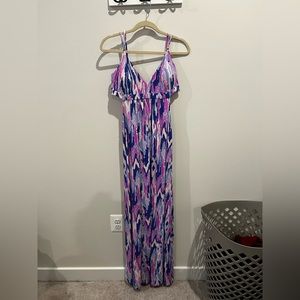 Lily Pulitzer purple patterned dress with cutouts!